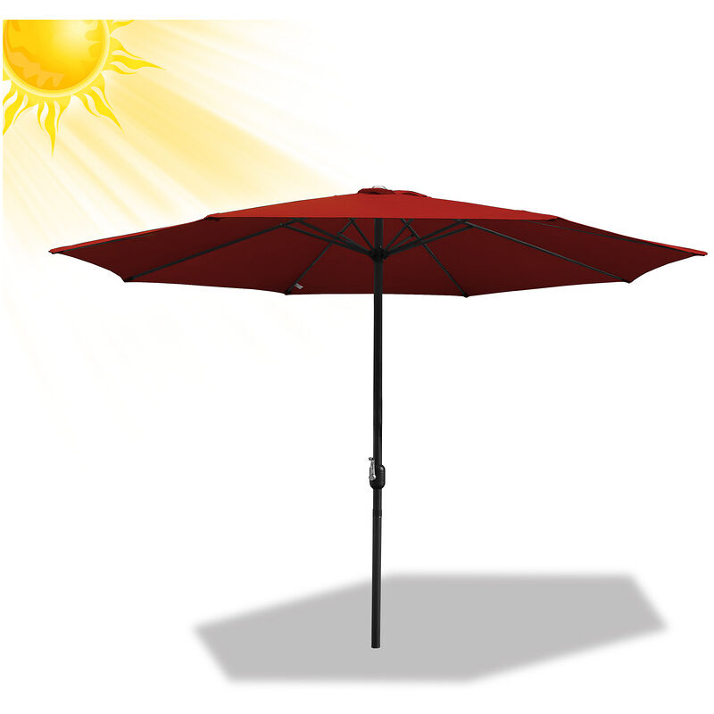 Swanew - Parasol Ø270CM - Hauteur et Angle Réglables - Système de Manivelle, Rouge, Parapluie hawaïen, Parapluie d'extérieur - rouge