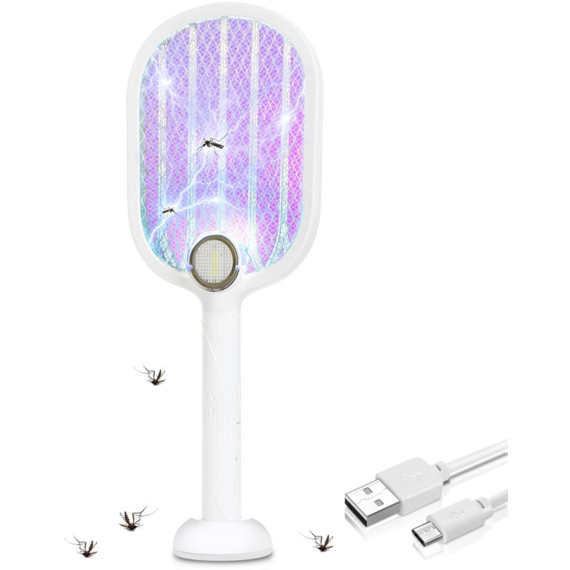 Swanew - 2in1 Tapette à mouche électrique moustique raquette électrique insectes protection de la maison grand tueur d'insectes d'insectes rabat