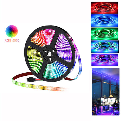 SWANEW Ensemble de bande LED bande RGB 5050 SMD bande LED non étanche avec télécommande 44 boutons