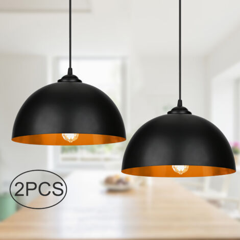 SWANEW 2pcs design luce a sospensione luce a soffitto E27 luce a sospensione nero-oro luce a sospensione cucina lampada a soffitto