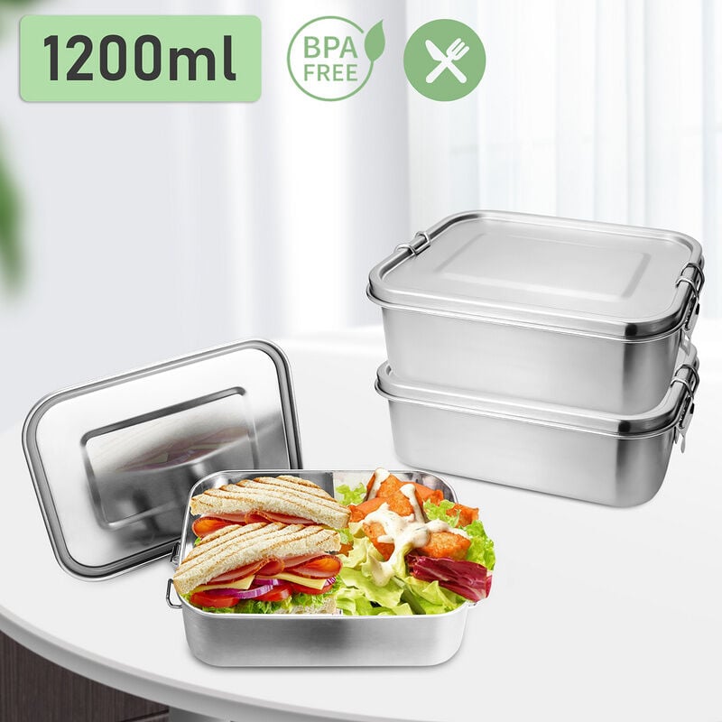 SWANEW 2x 1200ml lunch box inox lunch box inox lunch box maternelle sans BPA - Argent