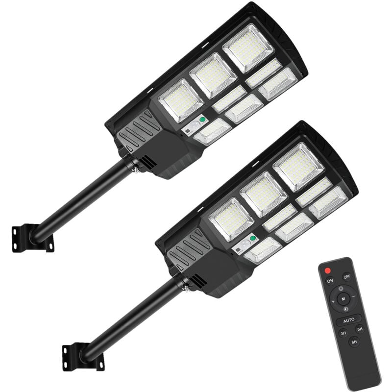 2X 300W Réverbère Solaire mural solaire avec détecteur de mouvement Lampadaire led - Swanew