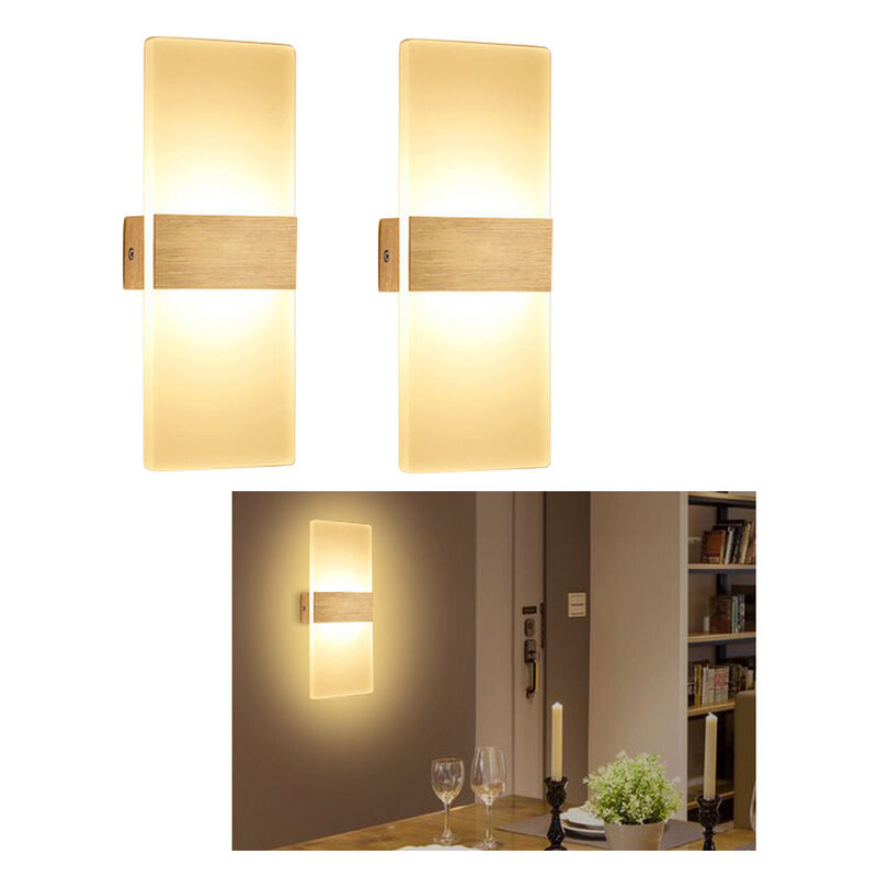 Swanew - 2X Applique murale led 6W Lampe de couloir Intérieur Spot mural Extérieur Lampe de couloir Blanc chaud