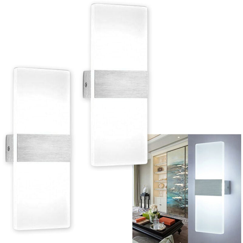 Swanew - 2X Applique murale led Angle Lampe de salle de bain Applique murale Intérieur Lampe de couloir Extérieur Blanc 12W