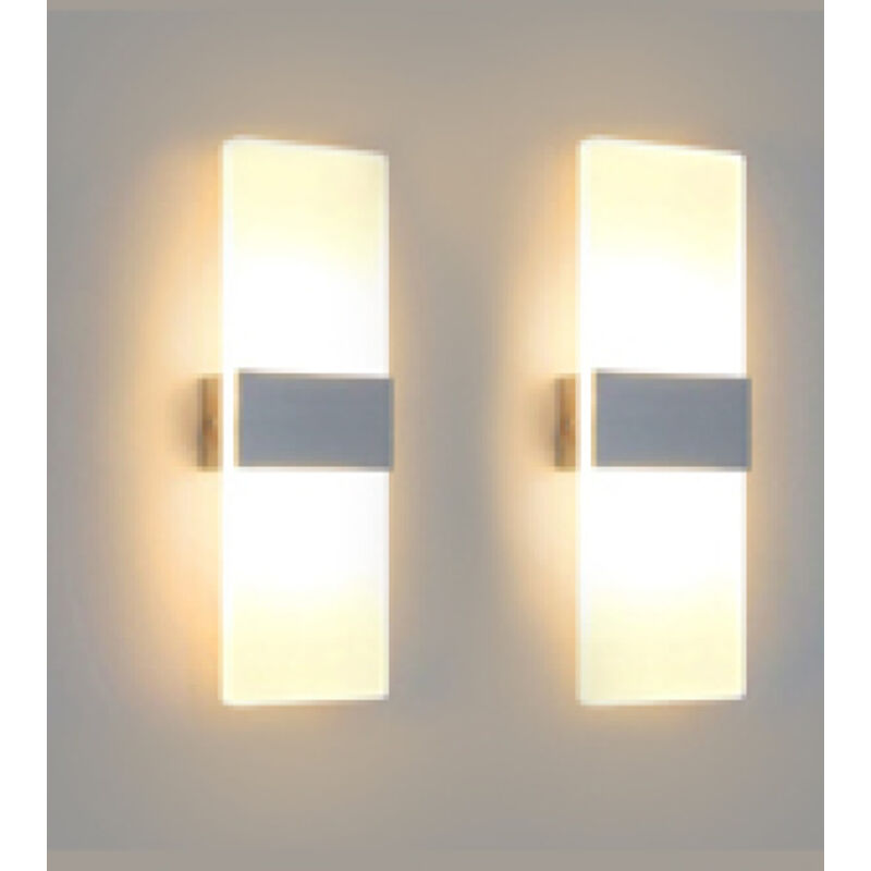 SWANEW 2X Applique murale LED Angle Lampe de salle de bain Applique murale Intérieur Lampe de couloir Extérieur Blanc chaud 6W