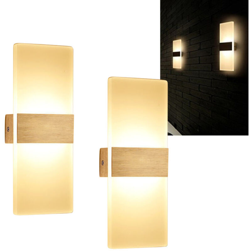 Swanew - 2X Applique murale led Projecteur mural Lampe de salle de bain Applique murale Lampe de couloir Intérieur Jardin Blanc chaud 12W