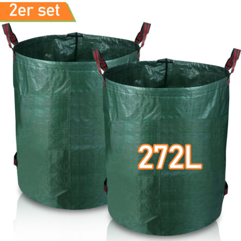 SWANEW 2X Borsa da giardino Borsa per rifiuti da giardino Borsa per foglie da giardino XXL 272L Cestino per rifiuti