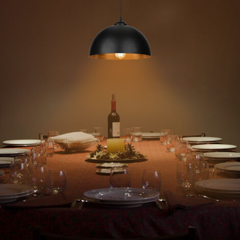 SWANEW 2x lampada a sospensione paralume lampada a sospensione LED retrò nero-oro montare cucina