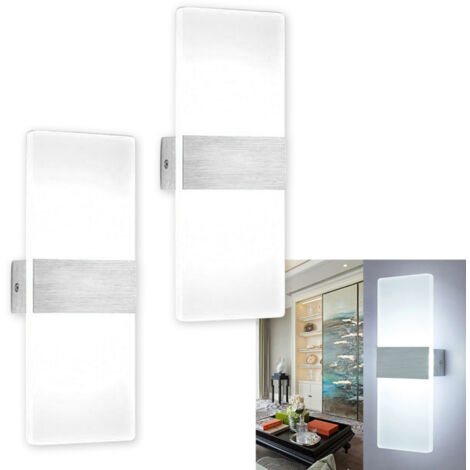 SWANEW 2X Lampada da parete per esterno modulo led Lampada da interno Illuminazione da parete per esterno Bianco 12W