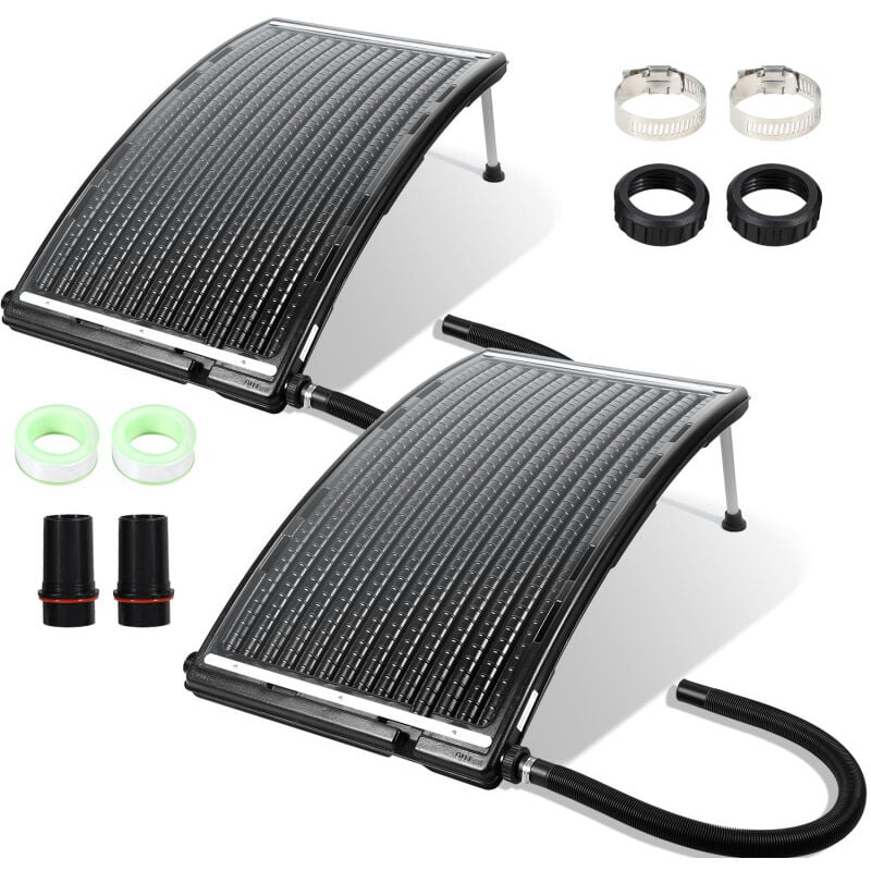 2x Panneau de chauffage solaire 110 x 65 x 15 cm 10.000L/h réglable 27/35cm raccord pehd résistant chauffage piscine écologique collecteur - Swanew