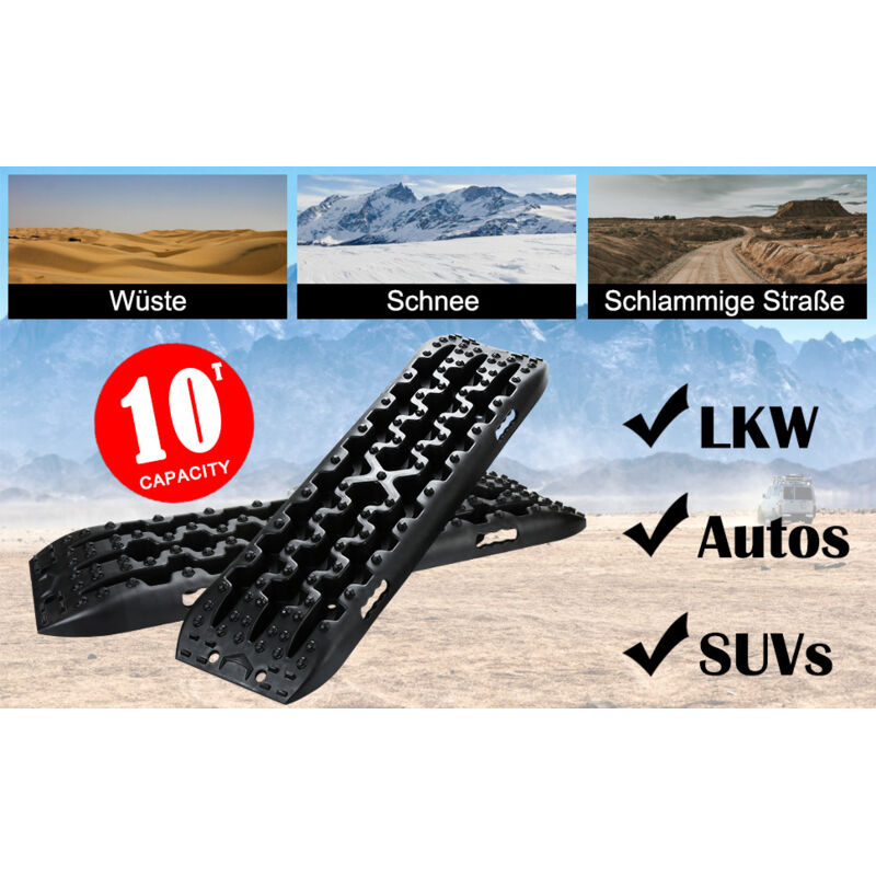 Swanew - 2x plaques de sable Tapis de traction Aide au démarrage avec sac de rangement Bande de traction Charge max. 10T,plaques de traction