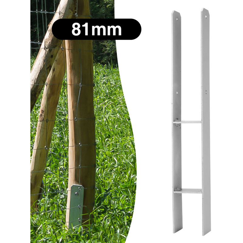 Swanew - 2x Ancrage de poteau Support de poteau en h épaisseur du matériau du poteau de clôture 4.75 mm Longue durée de vie 81MM