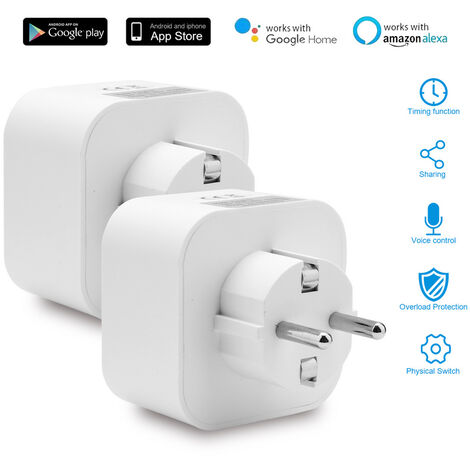 SWANEW 2X Prise intelligente Home Socket Android Wifi Remote pour Google Home Smart Home - Blanc