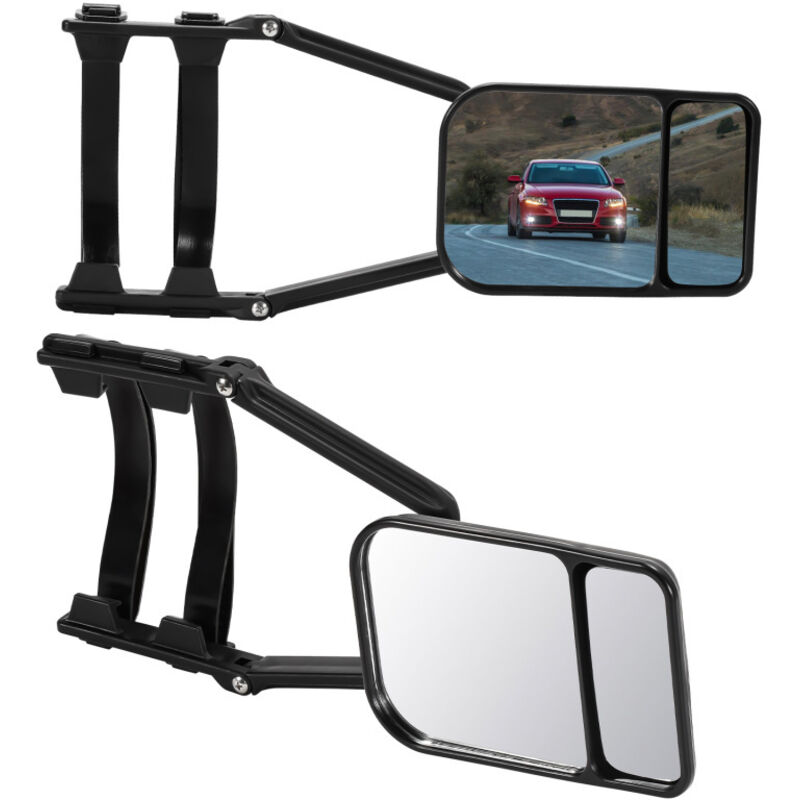 2x rétroviseur de caravane Rétroviseur de remorquage rétroviseur camping-car à clipser rotatif avec insert d'angle mort 12.5x18.5 cm - Swanew