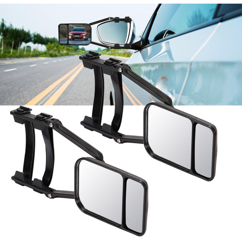 2x rétroviseur de caravane rétroviseur universel avec bras de rétroviseur Rétroviseur pour Camping car Visibilité supplémentraire - Swanew