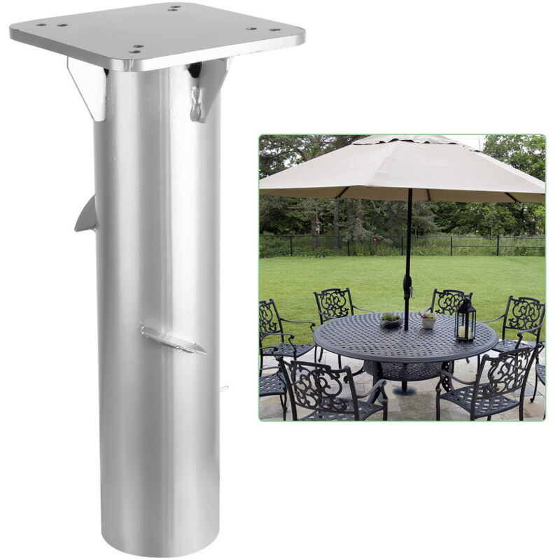 2x Support de parasol en acier inoxydable plaque de base universelle manchon de sol - Swanew