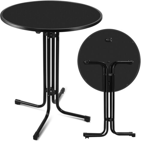 SWANEW 2x Table Haute De Bar Bistrot Mange Debout Restaurant Mobile Plateau Ø 80cm Nero