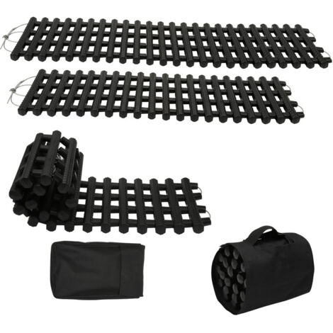 SWANEW 2X tavole di trazione con materiale TPR, tavole di recupero per veicoli fuoristrada/autovetture/pickup/SUV, coppia di tappetini per la trazione degli pneumatici, borse di stoccaggio, corte, ner