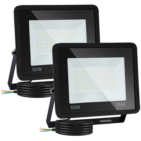 SWANEW 2xProiettore a LED da 50W - Illuminazione esterna a LED IP66 - Proiettore a LED - Luce calda per Garage. Giardino. Terrazza