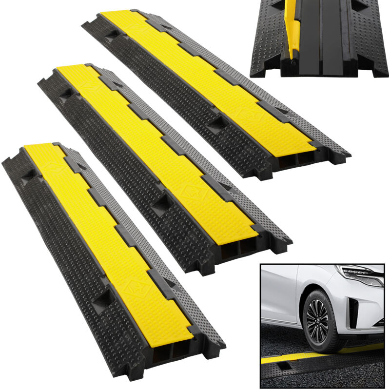 3 pièces Rampe Protection Câble pont de câble rampe de passage 2 canaux protection canal de plancher pont de tuyau - Swanew