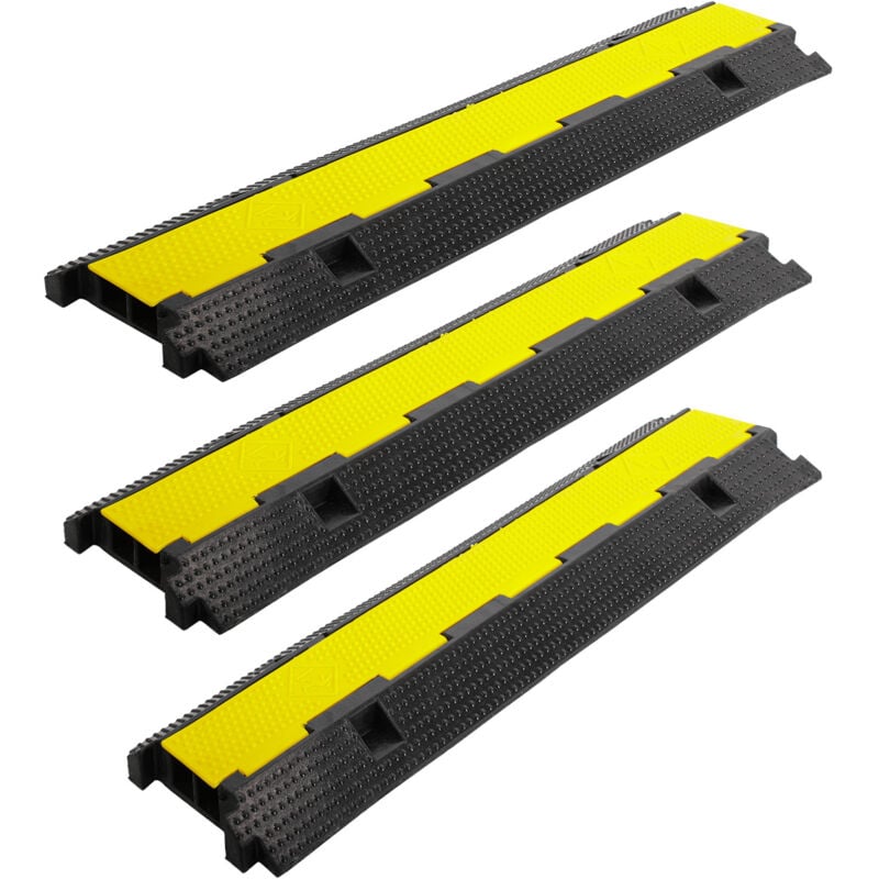 3 pièces Rampe Protection Câble sol 2 canaux canal de câble tuyau caoutchouc 100cm canal de sol - Swanew