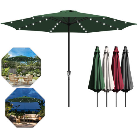 SWANEW Ø350cm ombrellone parasole UV40+ giardino ombrellone patio protezione UV led solare giardino rotondo,Verde