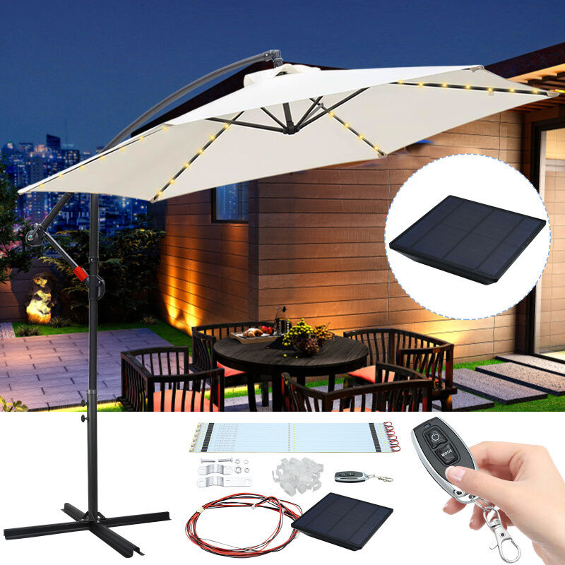 Parasol en aluminium avec led 300cm avec manivelle protection uv 30+ parasol de jardin réglable en hauteur (beige)