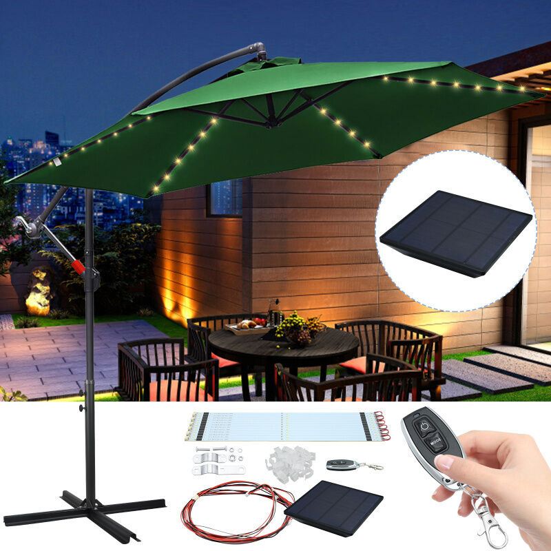 Parasol avec led, 300 x 300 cm, upf 30+, rotation 360°, fonction d'inclinaison, hydrofuge, vert