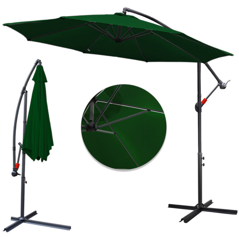 Parapluie 3m Parasol alu pivotant Parasol jardin terrasse balcon vert
