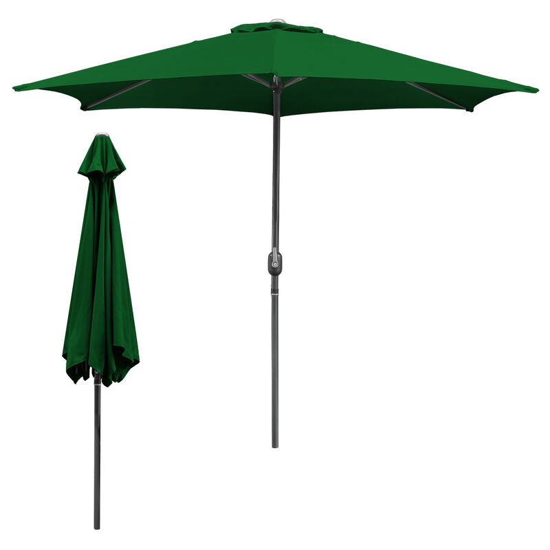 Parasol Ø350CM - Hauteur et Angle Réglables - Système de Manivelle, Vert, Parapluie hawaïen, Parapluie d'extérieur - Vert