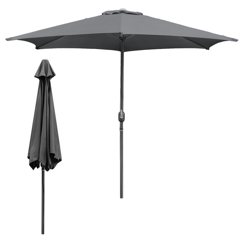 Parasol Ø350CM - Hauteur et Angle Réglables - Système de Manivelle, Gris, Parapluie hawaïen, Parapluie d'extérieur - Grey