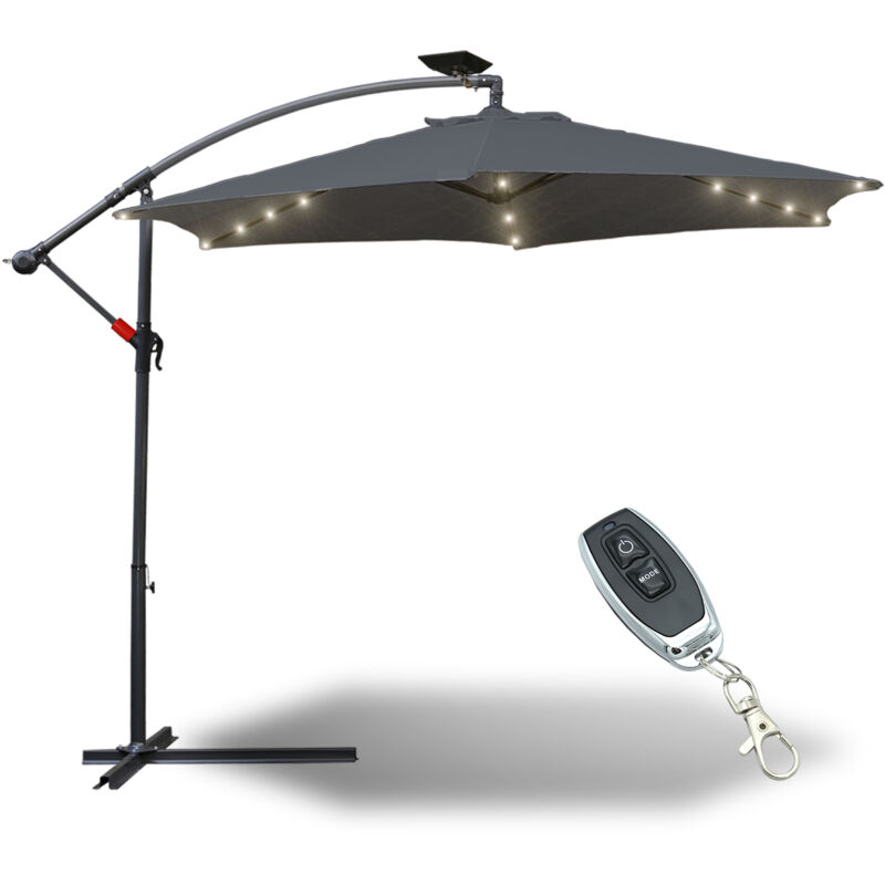 Parasol avec LED avec manivelle résistant aux intempéries 300 cm x 300