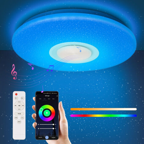 SWANEW 36W LED Deckenleuchte mit 40 cm Durchmesser, ultradünnem Sternenhimmel-Effekt, Bluetooth-Musik