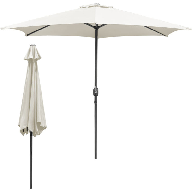 Parasol Ø350CM - Hauteur et Angle Réglables - Système de Manivelle, Beige, Parasol de plage