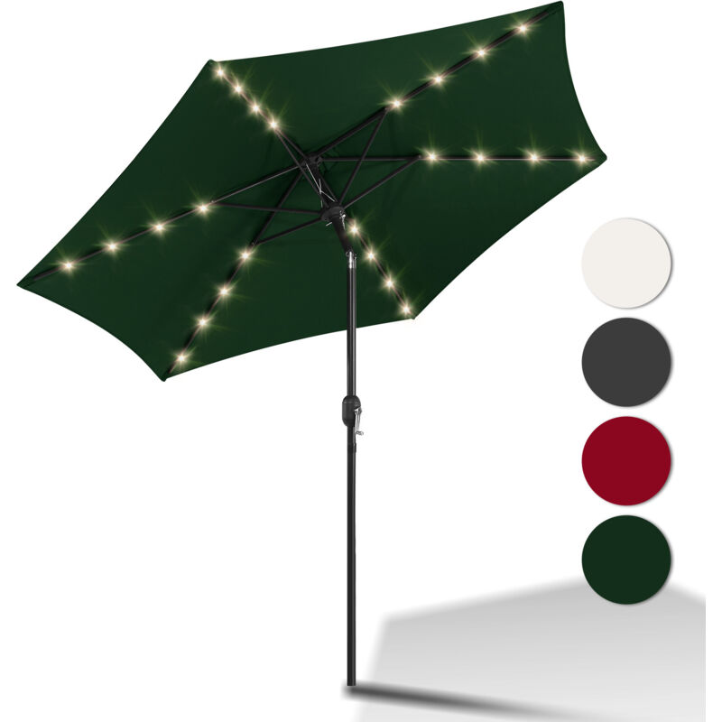 Parasol de jardin - Parasol - Résistantes à Intempéries - ø 270 cm - Vert, Parapluie hawaïen, Parapluie d'extérieur, vec led