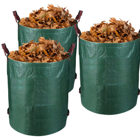 SWANEW 3x giardino sacca pieghevole xxl sacchi deciduo con ruote trasportate contenitore 272l