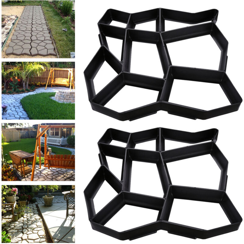 2x Moule en béton moules à paver diy en plastiqu Pochoirs de pavage professionnels pour l'extérieur Plaques de marchepieds - Swanew