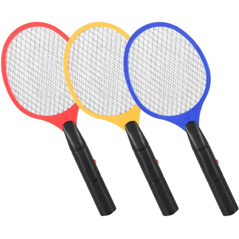 Swanew - 3X Tapette à Mouche Électrique Raquette anti Électrique Tue Mouche Anti Insecte Raquette à Moustique avec 3 couches de maille de sécurité