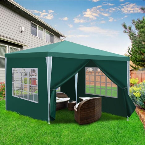 HENGDA Pavillons, Gartenpavillon mit 4 Seitenteile UV-Schutz inkl. Zubehör, Partyzelt Grün für Garten, Terrasse, Party, Markt