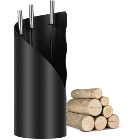 SWANEW 4 Accessori Set camino. attrezzi da camino. supporto + 1 scopa. 1 pala. 1 attizzatoio in acciaio
