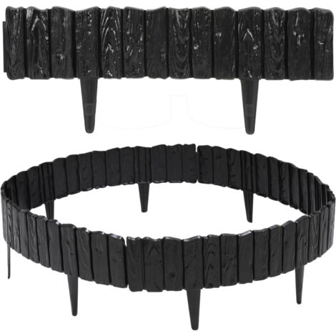 SWANEW 4 pezzi Bordi per prato in legno Bordi per prati Bordi per letti in plastica per giardino, prato 2.3 m Nero