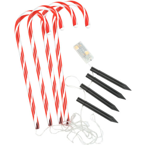SWANEW 4 pezzi luci di canne di Natale. luci solari di canne di caramelle segnavia di canne di caramelle decorazione natalizia segnavia canna di zucchero LED luci da giardino solare luci da giardino