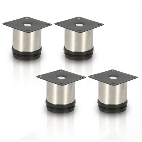 SWANEW 4 piedini per mobili piedini per mobili in acciaio inox diametro 40 mm altezza 50 mm nero regolabile in altezza