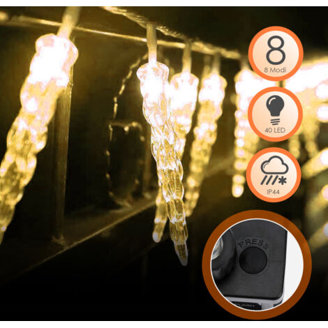 SWANEW 40 LED ghiaccioli case cortina fotoelettrica pioggia gelata lucine letto sala da ballo. bianco caldo