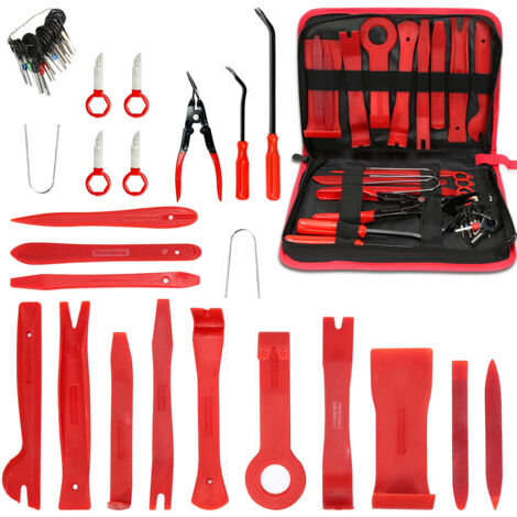 SWANEW 40 Pièces Outils De DéMontage De Garnitures Trousse Rivet Clips et Bandes de Câble pour Voiture Porte Panneau Tableau de Bord