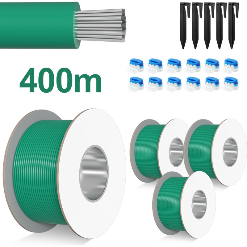 400m Set de Câble périphérique Connecteur de câble Câble résistant à la morsure Clous de terre Robot de tonte - Swanew