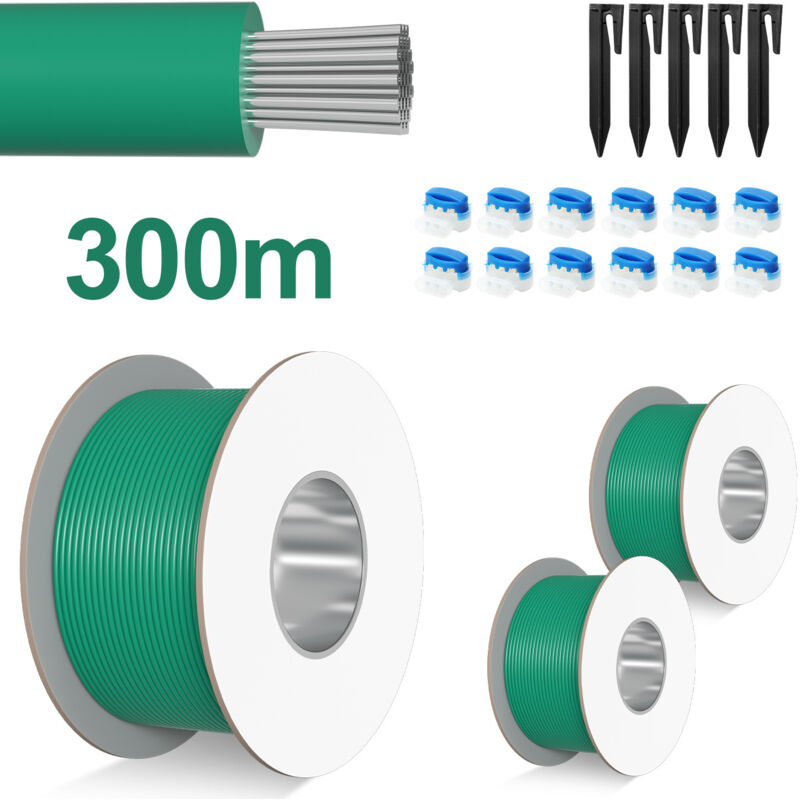300m Set de Câble périphérique Connecteur de câble Câble résistant à la morsure Clous de terre Robot de tonte - Swanew