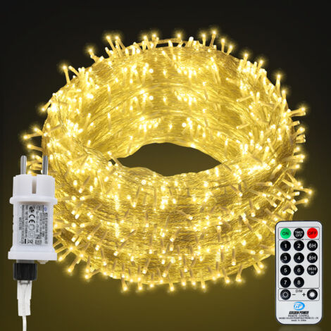 SWANEW 40M 400 Luci a stringa Catena luminosa a LED Bianco caldo con telecomando 8 modalità di illuminazione per feste giardini interni esterni decorazioni natalizie