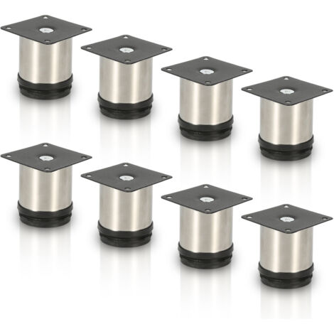 SWANEW 4pcs Mobili Piedi Piedi regolabili in acciaio inox 80 mm Piede regolabile argento