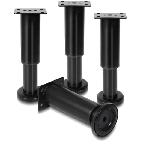 SWANEW 4pcs Mobili Piedi Regolabili Metallo 18-30cm Piede Regolabile Nero